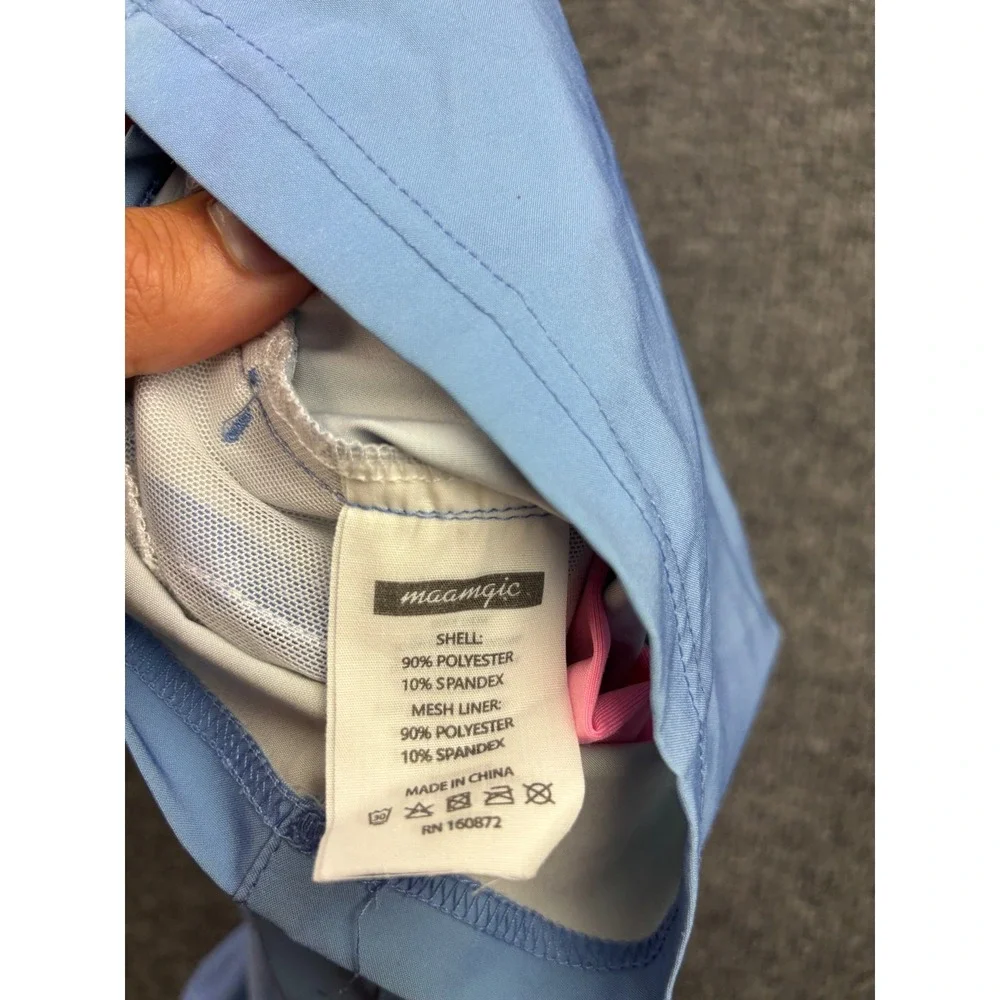 Maamgic Swim Trunks Kids Size 14/16 Light Blue Pink Mesh Lined Board Shorts